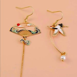 Super Cute Faux Pearl Bird Charm Earrings